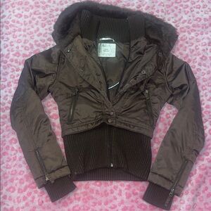 Vintage rabbit fur Urban Behavior Brown Cropped Jacket